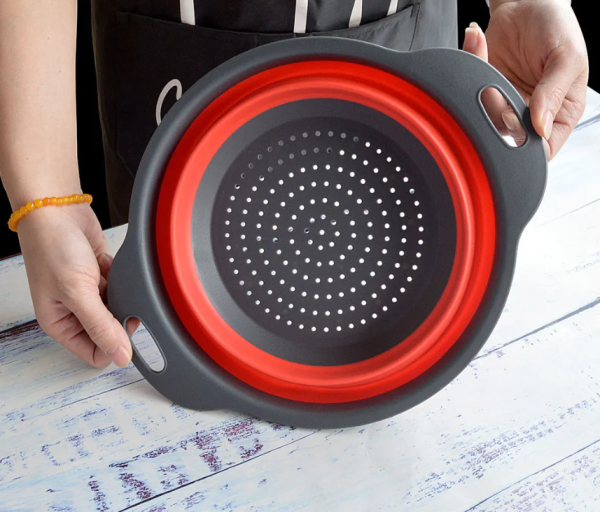 Складной силиконовый дуршлаг - сито / Цвет Микс